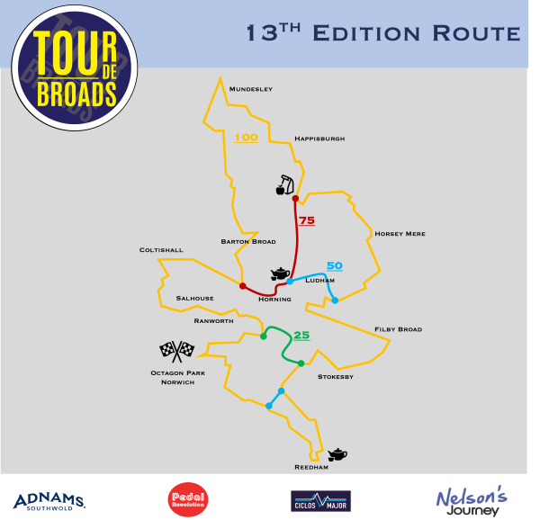 route map outline Tour de Broads